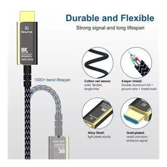 Kabel światłowodowy PremiumCord Ultra High Speed HDMI 2.1 8K@60Hz, pozłacany 10m