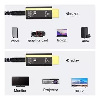 Kabel światłowodowy PremiumCord Ultra High Speed HDMI 2.1 8K@60Hz, pozłacany 10m