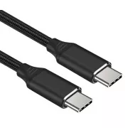 PremiumCord Kabel USB-C M/M, 240W 480Mbps czarny bawełniany oplot, 1,5m