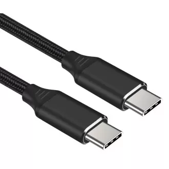 PremiumCord Kabel USB-C M/M, 240W 480Mbps czarny bawełniany oplot, 1,5m