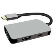 Adapter PremiumCord USB-C do HDMI   RJ45   PD, aluminiowa obudowa