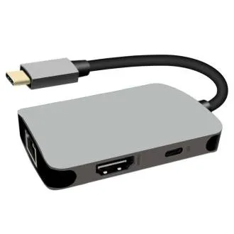 Adapter PremiumCord USB-C do HDMI RJ45 PD, aluminiowa obudowa Adapter PremiumCord USB-C do HDMI RJ45 PD, aluminiowa obudowa