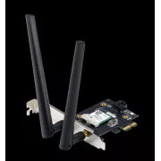 ASUS PCE-AXE5400, karta WiFi 6E PCI-E z 2 antenami zewnętrznymi. Obsługa częstotliwości 6 GHz, 160 MHz, Bluetooth 5.2