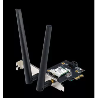 ASUS PCE-AXE5400, karta WiFi 6E PCI-E z 2 antenami zewnętrznymi. Obsługa częstotliwości 6 GHz, 160 MHz, Bluetooth 5.2 ASUS PCE-AXE5400, karta WiFi 6E PCI-E z 2 antenami zewnętrznymi. Obsługa częstotliwości 6 GHz, 160 MHz, Bluetooth 5.2