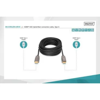 Hybrydowy kabel optyczny Digitus HDMI AOC, typ A M/M, 10 m, UHD 8K@60Hz, CE, złoty, czarny Hybrydowy kabel optyczny Digitus HDMI AOC, typ A M/M, 10 m, UHD 8K@60Hz, CE, złoty, czarny