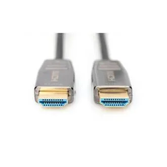 Hybrydowy kabel optyczny Digitus HDMI AOC, typ A M/M, 10 m, UHD 8K@60Hz, CE, złoty, czarny Hybrydowy kabel optyczny Digitus HDMI AOC, typ A M/M, 10 m, UHD 8K@60Hz, CE, złoty, czarny
