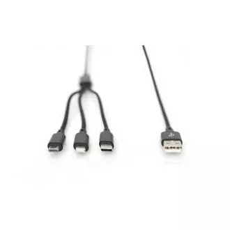 Kabel USB do ładowania, 3 w 1, USB A - Lightning micro B Type-C 1m, kabel, bawełna, CE, bl