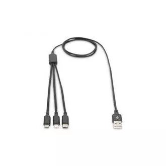 Kabel USB do ładowania, 3 w 1, USB A - Lightning micro B Type-C 1m, kabel, bawełna, CE, bl