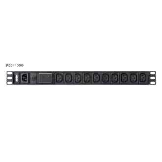 Aten PE0110S Podstawowa jednostka PDU 1U z ochroną przeciwprzepięciową 10A wejście C14 wyjście 10x C13