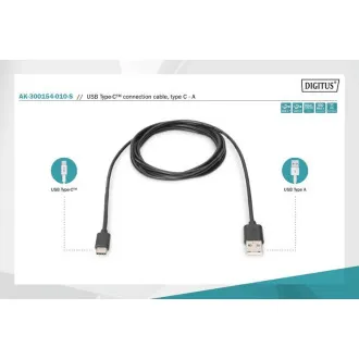 Kabel połączeniowy Digitus USB C do A 1,0 m, 3 A, 480 MB, wersja 2.0