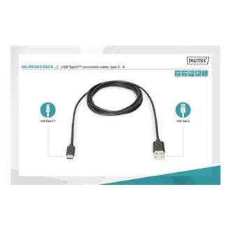 Kabel połączeniowy Digitus USB C do A 1,0 m, 3 A, 480 MB, wersja 2.0