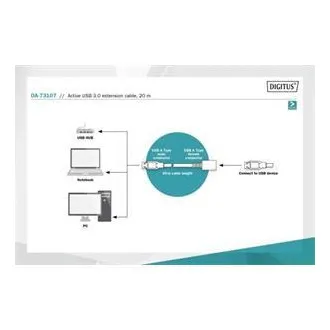 Aktywny przedłużacz Digitus USB 3.0 o długości: 20 m Aktywny przedłużacz Digitus USB 3.0 o długości: 20 m