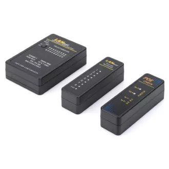 Tester okablowania Digitus, sieciowy, RJ45, BNC, urządzenie nadrzędne, jednostka zdalna, tester PoE, z walizką