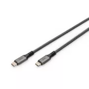 DIGITUS Kabel połączeniowy USB 4, TypeC do TypeC, AL-Obudowa PP Oplot 4K@60Hz, PD3.0, 20Gbits/s, 3m, bl.