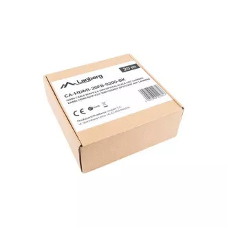 Aktywny kabel optyczny LANBERG High Speed z Ethernet 2.0, 4K@60Hz, M/M, długość 20 m, czarny, pozłacane złącza Aktywny kabel optyczny LANBERG High Speed z Ethernet 2.0, 4K@60Hz, M/M, długość 20 m, czarny, pozłacane złącza