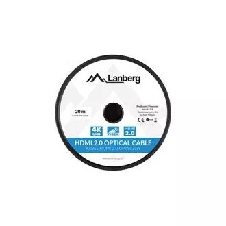 Aktywny kabel optyczny LANBERG High Speed z Ethernet 2.0, 4K@60Hz, M/M, długość 20 m, czarny, pozłacane złącza Aktywny kabel optyczny LANBERG High Speed z Ethernet 2.0, 4K@60Hz, M/M, długość 20 m, czarny, pozłacane złącza