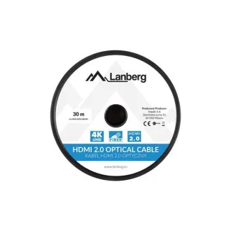 Aktywny kabel optyczny LANBERG High Speed z Ethernet 2.0, 4K@60Hz, M/M, długość 30 m, czarny, pozłacane złącza