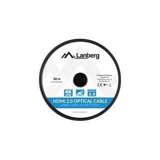 Aktywny kabel optyczny LANBERG High Speed z Ethernet 2.0, 4K@60Hz, M/M, długość 30 m, czarny, pozłacane złącza