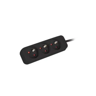 LANBERG Przedłużacz 3M 3X klasyczne gniazdo kabel miedziany czarny