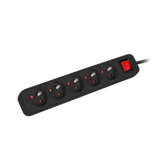 LANBERG Przedłużacz 3M 5X klasyczne gniazdo z przełącznikiem kabel miedziany czarny