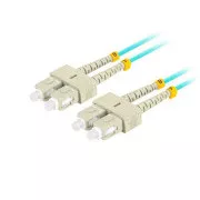LANBERG patchcord optyczny MM SC/UPC-SC/UPC duplex 3m LSZH OM3 50/125 średnica 3mm, kolor cyjan