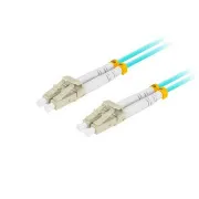 LANBERG patchcord optyczny MM LC/UPC-LC/UPC duplex 1m LSZH OM3 50/125 średnica 3mm, kolor cyjan