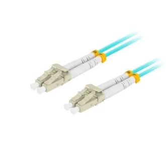 LANBERG patchcord optyczny MM LC/UPC-LC/UPC duplex 1m LSZH OM3 50/125 średnica 3mm, kolor cyjan
