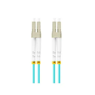 LANBERG patchcord optyczny MM LC/UPC-LC/UPC duplex 1m LSZH OM3 50/125 średnica 3mm, kolor cyjan
