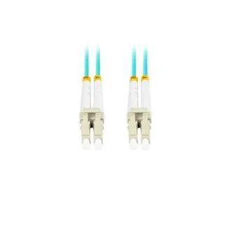 LANBERG patchcord optyczny MM LC/UPC-LC/UPC duplex 1m LSZH OM3 50/125 średnica 3mm, kolor cyjan