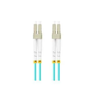 LANBERG patchcord optyczny MM LC/UPC-LC/UPC duplex 1m LSZH OM3 50/125 średnica 3mm, kolor cyjan