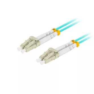 LANBERG patchcord optyczny MM LC/UPC-LC/UPC duplex 5m LSZH OM3 50/125 średnica 3mm, kolor cyjan