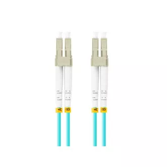 LANBERG patchcord optyczny MM LC/UPC-LC/UPC duplex 5m LSZH OM3 50/125 średnica 3mm, kolor cyjan
