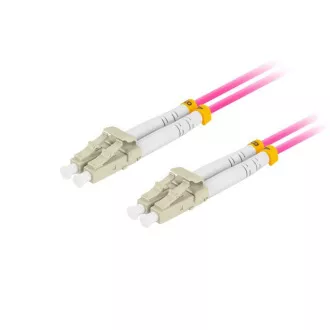 LANBERG patchcord optyczny MM LC/UPC-LC/UPC duplex 1m LSZH OM4 50/125 średnica 3mm, kolor magenta