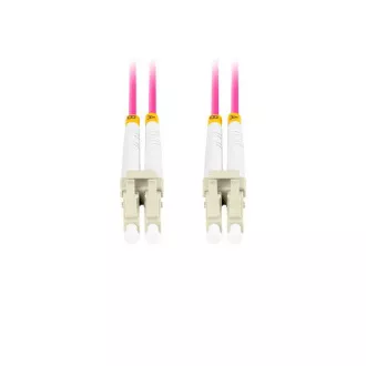 LANBERG patchcord optyczny MM LC/UPC-LC/UPC duplex 1m LSZH OM4 50/125 średnica 3mm, kolor magenta