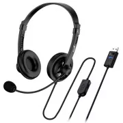 Zestaw słuchawkowy Genius - HS-230U, przewodowy, z mikrofonem, regulacją głośności, długość kabla 2,4 m, USB, czarny