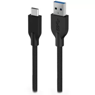 Genius ACC-A2CC-3A, kabel, USB A / USB-C, USB 3.0, 3A, QC 3.0, pleciony, 1m, czarny