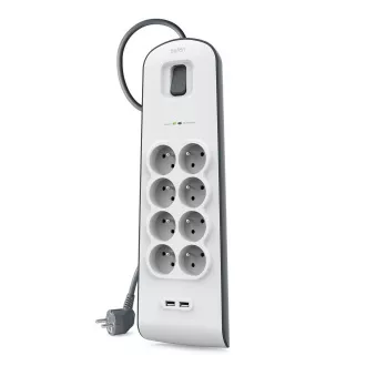 Listwa przeciwprzepięciowa Belkin BSV804 - 8-gniazdowa, 2xUSB/2.4A, 2m Listwa przeciwprzepięciowa Belkin BSV804 - 8-gniazdowa, 2xUSB/2.4A, 2m
