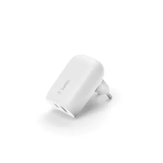 Ładowarka ścienna Belkin BOOST CHARGE™ Dual 37W Power Delivery PPS (USB-C 25W   USB-A 12W), biała