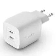 Ładowarka ścienna Belkin BOOST CHARGE™ Dual 45W USB-C Power Delivery GaN PPS, biała