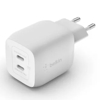 Ładowarka ścienna Belkin BOOST CHARGE™ Dual 45W USB-C Power Delivery GaN PPS, biała