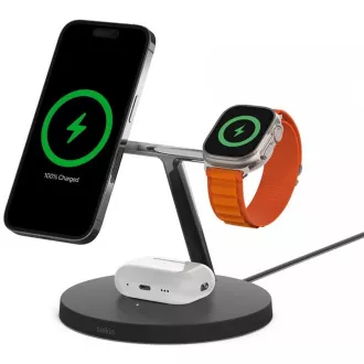 Belkin BOOST CHARGE™ PRO MagSafe 3in1 Wireless Charging do iPhone/Apple Watch/AirPods, czarny - NOWOŚĆ