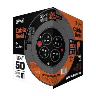 Przedłużacz bębnowy Emos - 4 gniazda, 50 m, 1,5 mm, PVC, IP20