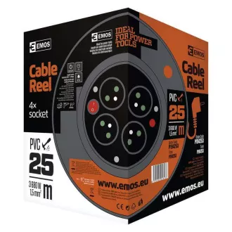 Przedłużacz bębnowy Emos - 4 gniazda, 25 m, 1,5 mm, PVC, IP20
