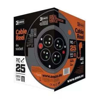 Przedłużacz bębnowy Emos - 4 gniazda, 25 m, 1,5 mm, PVC, IP20