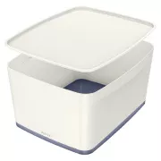 LEITZ Pudełko do przechowywania z pokrywką MyBox, rozmiar L, biały/szary