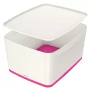 LEITZ Pudełko do przechowywania z pokrywką MyBox, rozmiar L, biały/różowy