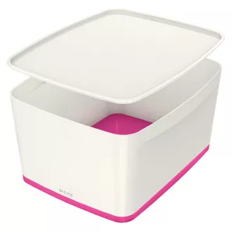 LEITZ Pudełko do przechowywania z pokrywką MyBox, rozmiar L, biały/różowy