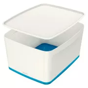LEITZ Pudełko do przechowywania z pokrywką MyBox, rozmiar L, biały/niebieski