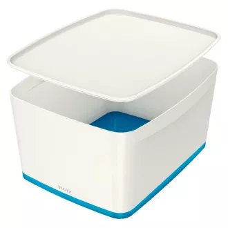 LEITZ Pudełko do przechowywania z pokrywką MyBox, rozmiar L, biały/niebieski