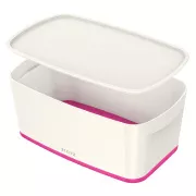 LEITZ Pudełko do przechowywania z pokrywką MyBox, rozmiar S, biały/różowy